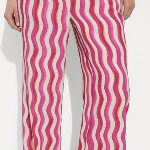 Mango Pink and Orange Striped Women's Pants